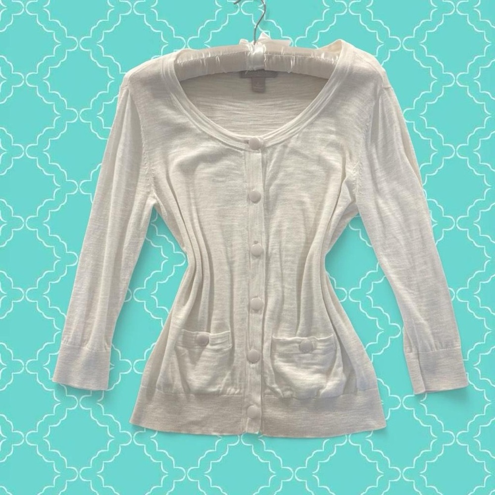 Banana Republic White Cardigan Sweater